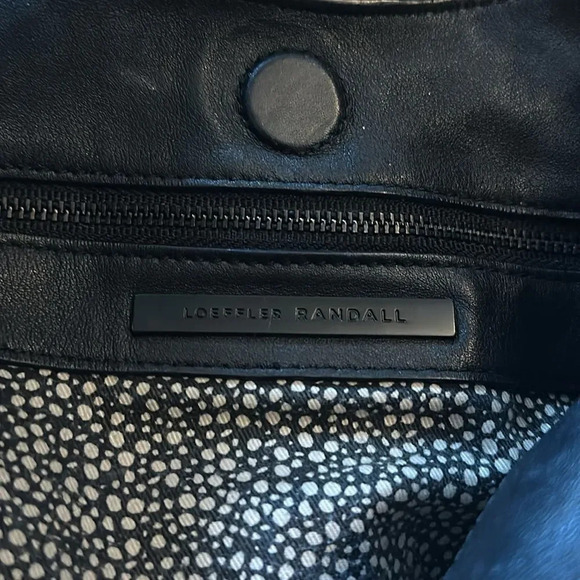 Loeffler Randall black leather shoulder bag black studs great pre owned cond - Picture 4 of 6